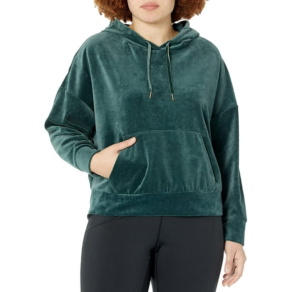 PUMA Womens Plus Size Her Velour Hoodie 1X Green Gables