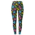 thumbnail image 4 of Bibifish Women's Graphic Yoga Pants Colorful Paw Print Yoga Pants Black Base Paw & Heart Pattern High Waist Stretchy Funny Leggings, 4 of 5