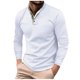 thumbnail image 1 of Blusas y camisas de manga larga con cuello redondo para hombre, blusa holgada de color liso con botones y cuello redondo, blusa de manga larga con cuello redondo para hombre, 1 of 8