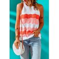 thumbnail image 2 of ABPHQTO Camiseta sin mangas de punto naranja con bloques de colores para mujer, 2 of 5