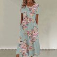 thumbnail image 4 of TSADFHJI Jupe en Dentelle pour Femmes Robe Décontractée à Col Rond Imprimé Floral Manches Courtes Ample Robe d'Été Bohème Plage L, 4 of 4