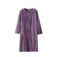 thumbnail image 3 of Feancey Women's Flannel Nightgown Winter Fleece Warm Sleepwear Crewneck Long Sleeve Pullover Cozy Plush Loungewear Nightdress With Pocket,Purple,L, 3 of 10