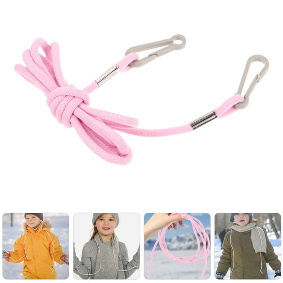 OFFIGAM Pink Nylon Elastic Hat Strap Clip for Gloves and Mittens Convenient Holder for Kids Size 2pcs