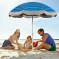 thumbnail image 2 of Gymax 6.5 FT Beach Umbrella w/ Fringe Tassel Umbrella w/ Push Button Tilt Sand Anchor Navy Blue, 2 of 10