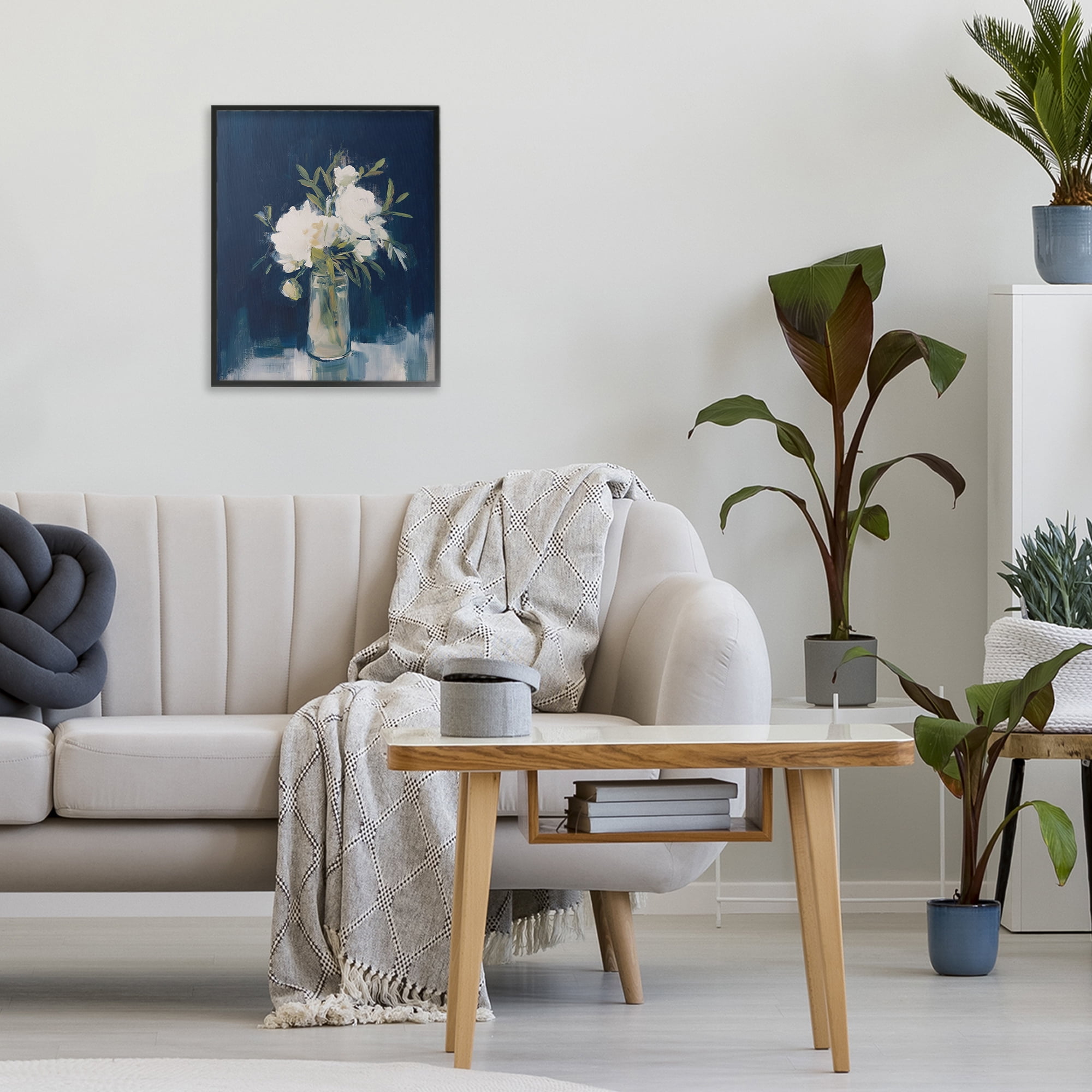 Stupell Industries Peonies On Blue Mirage Black Framed Giclee Art, design by Svetlana Aleynikova
