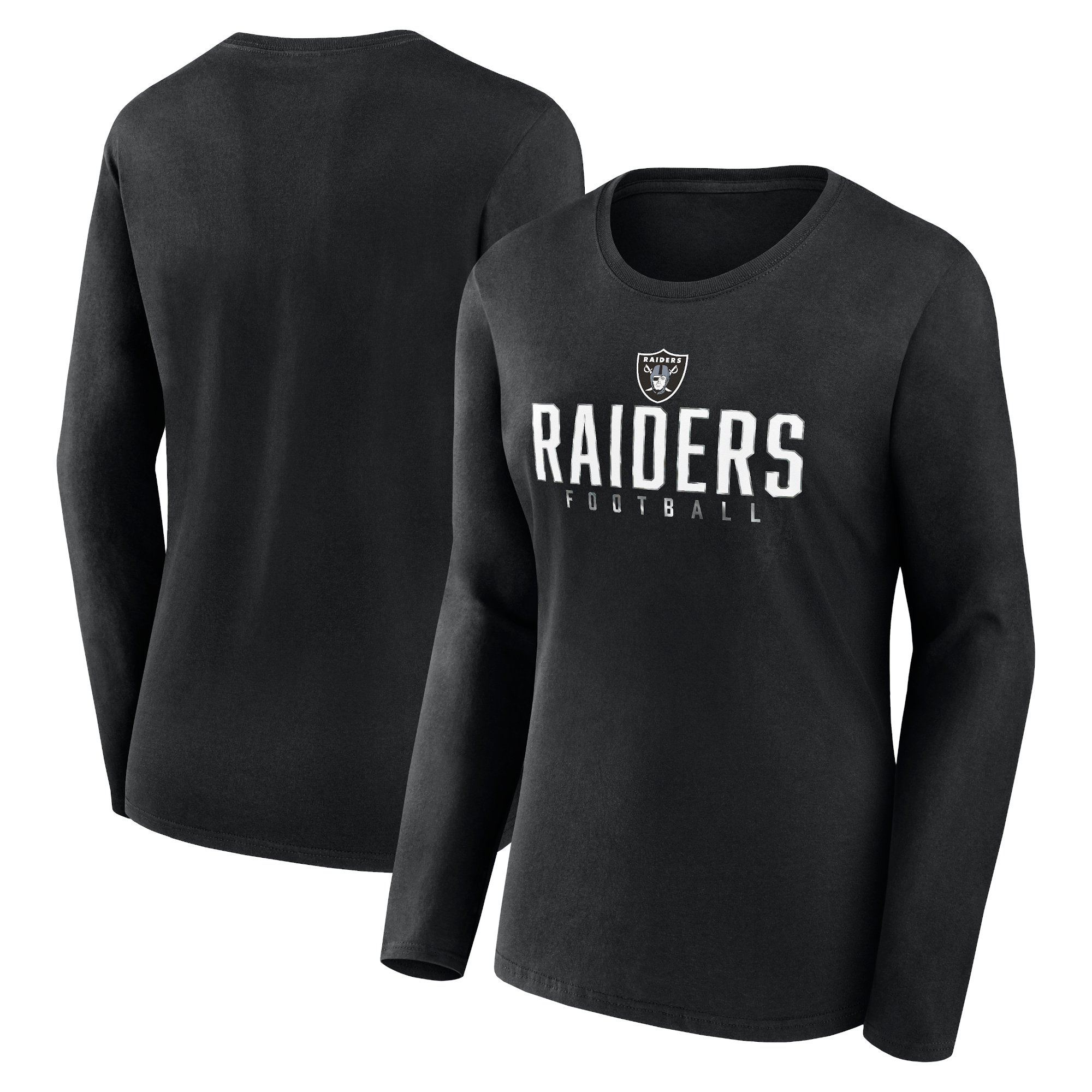 Women's Fanatics Black Las Vegas Raiders Plus Size Foiled Play Long Sleeve T-Shirt