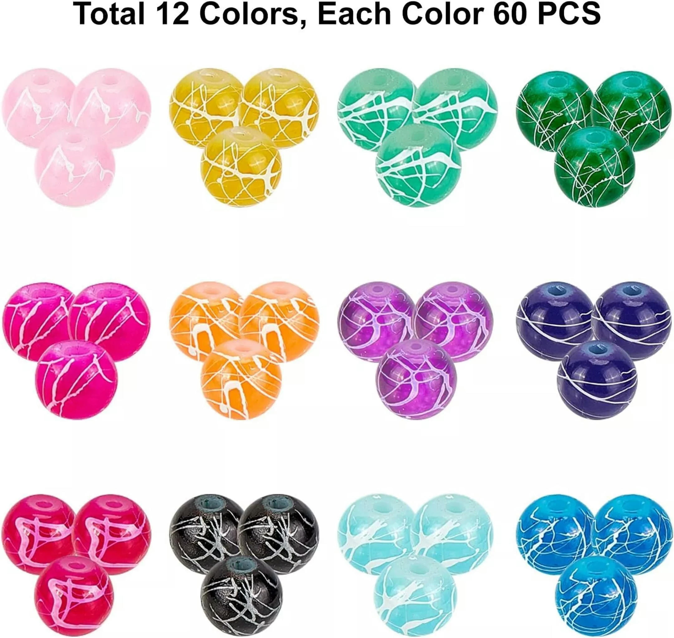 U8MO 720 Graffiti Glass Beads 6mm Assorted Lot Mixed Bulk Jewelry Supplies Speckled