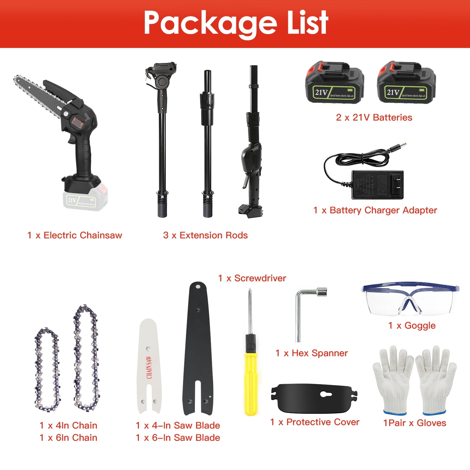 2-in-1 Cordless Pole Saw & Mini Chainsaw iNova 21V Battery Small Pole Chainsaw, Electric Pole Saw for Tree Trimming, 2.0Ah Battery&Charger Included