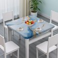 thumbnail image 3 of Blue Marble Gold Wave Pattern Square Fitted Tablecloth with Elastic Edge,Square Table Cover,Washable Elastic Table Cover for Home Kitchen Party Decor 34"x34", 3 of 6