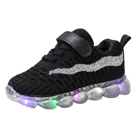 

nsendm Girls Sport Children Kid Baby Luminous Run Shoes Boys Casual Led Bling Baby Shoes Tennis Shoes Little Boys Shoes Black 5 Years