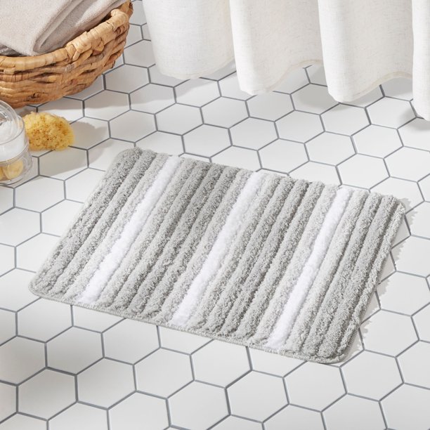 Home Dynamix Ombre Element Bath Mat, Gray/White, 27"x48"