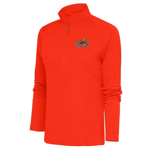 Women's Antigua Orange Bucknell Bison Tribute Half-Zip Pullover Top
