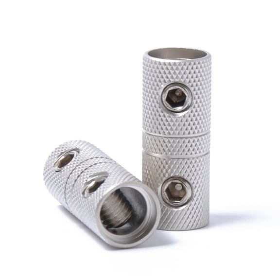 Dalidasy 2PCS 4 Gauge Wire Couplers Audio Car Silver Brass Terminal Connectors for Auto Car SUV