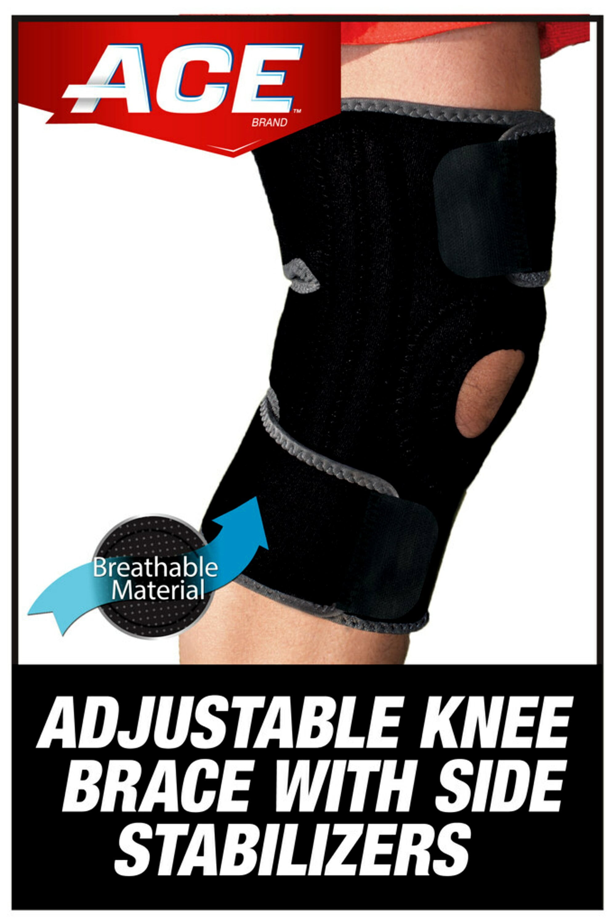 ACE Brand Knee Brace W/ Side Stabilizers, EasytoUse, Breathable