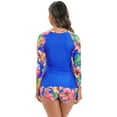 thumbnail image 5 of IBTOM CASTLE Women Two Piece Rash Guard Long Sleeve Swimsuits Sets UPF 50+ Cropped Swim Shirt with Boyshort Bottom Bathing Suits S Royal Blue, 5 of 6