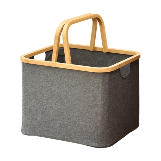 Lipstore Panier de Rangement Pliable avec Poignée Conteneur de Rangement Anti-Poussière Gris