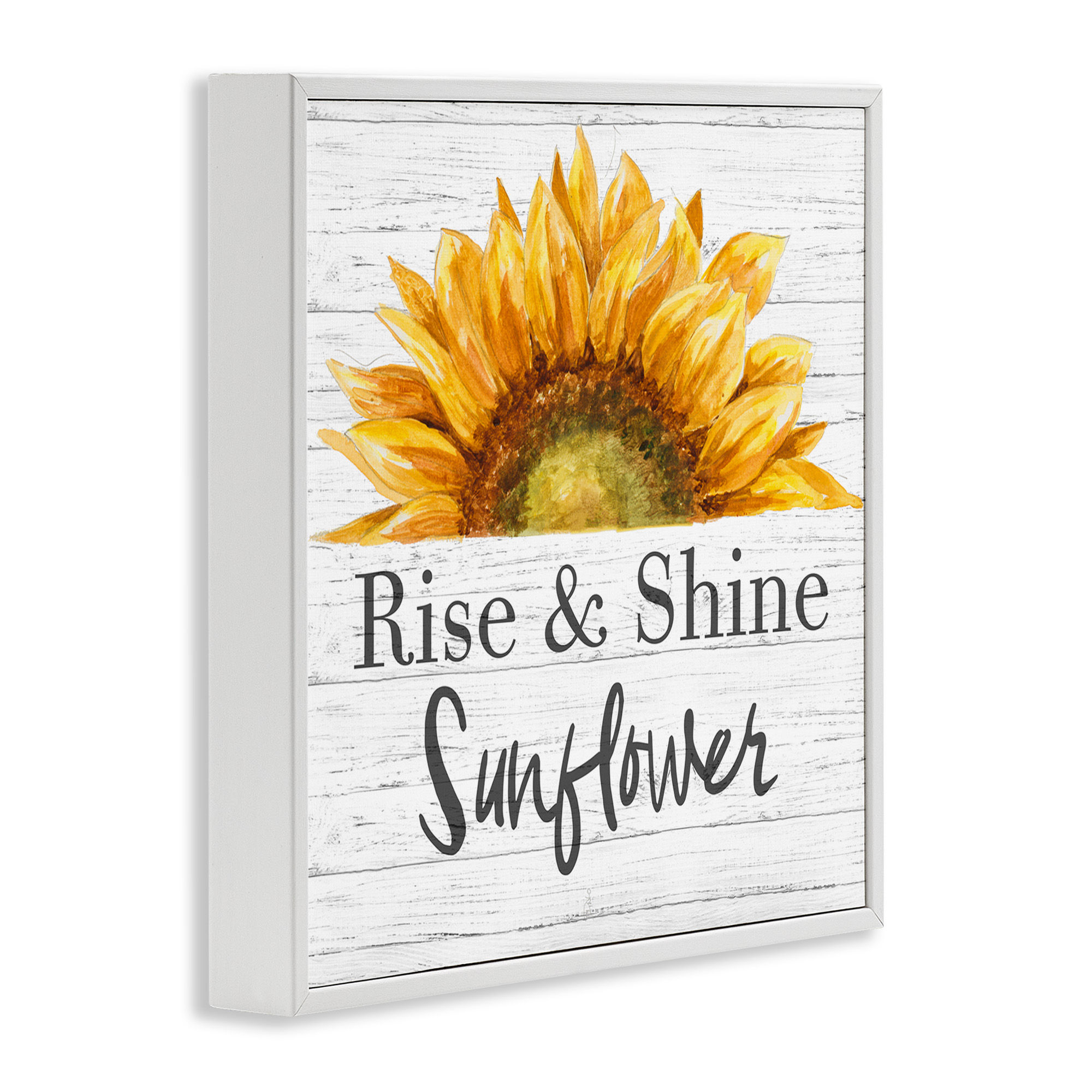 Stupell Industries Rise and Shine Sunflower Botanical & Floral Painting White Framed Art Print Wall Art, 24 x 24