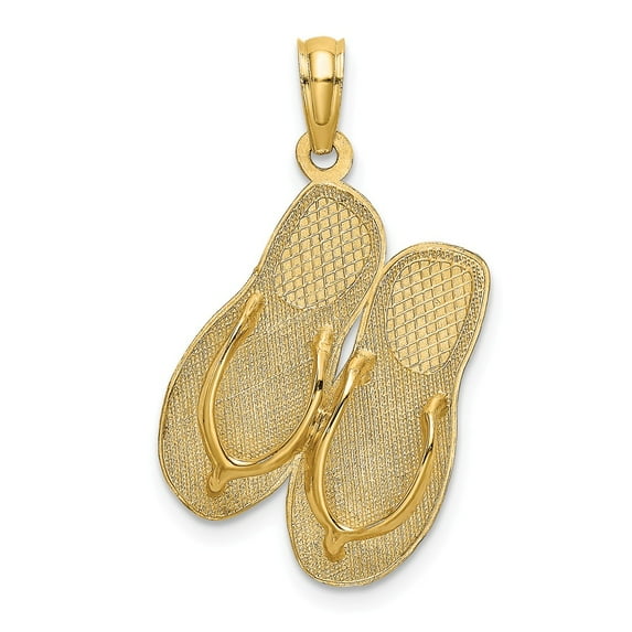 FB Jewels 14K Yellow Gold Ocean City High Polish Double Flip-Flop Large Pendant