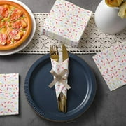 100 Pcs Sprinkles Napkins 2 Ply Disposable Paper Napkins for Baby Shower Birthday Party Theme Table Decor Supplies(White,Donut)