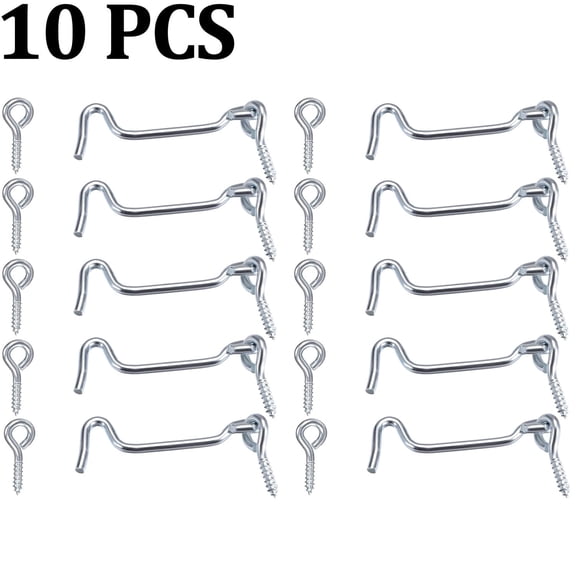 10 PCS Hook and Eye Latch,2.5 inches Cabin Hook Eye Latch Gate Door Swivel Window Door Hook with Mounting Screws