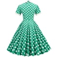 thumbnail image 4 of Cocktail Party Dress Women's 1950s Vintage Polka Dot Turtleneck Short Sleeve Prom Flared Swing Dresses Wedding Guest, 4 of 6