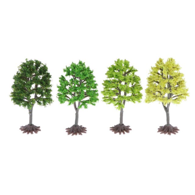 4 piezas de árbol modelo - paisaje ferroviario OO, suministros de diseños de parque de arquitectura