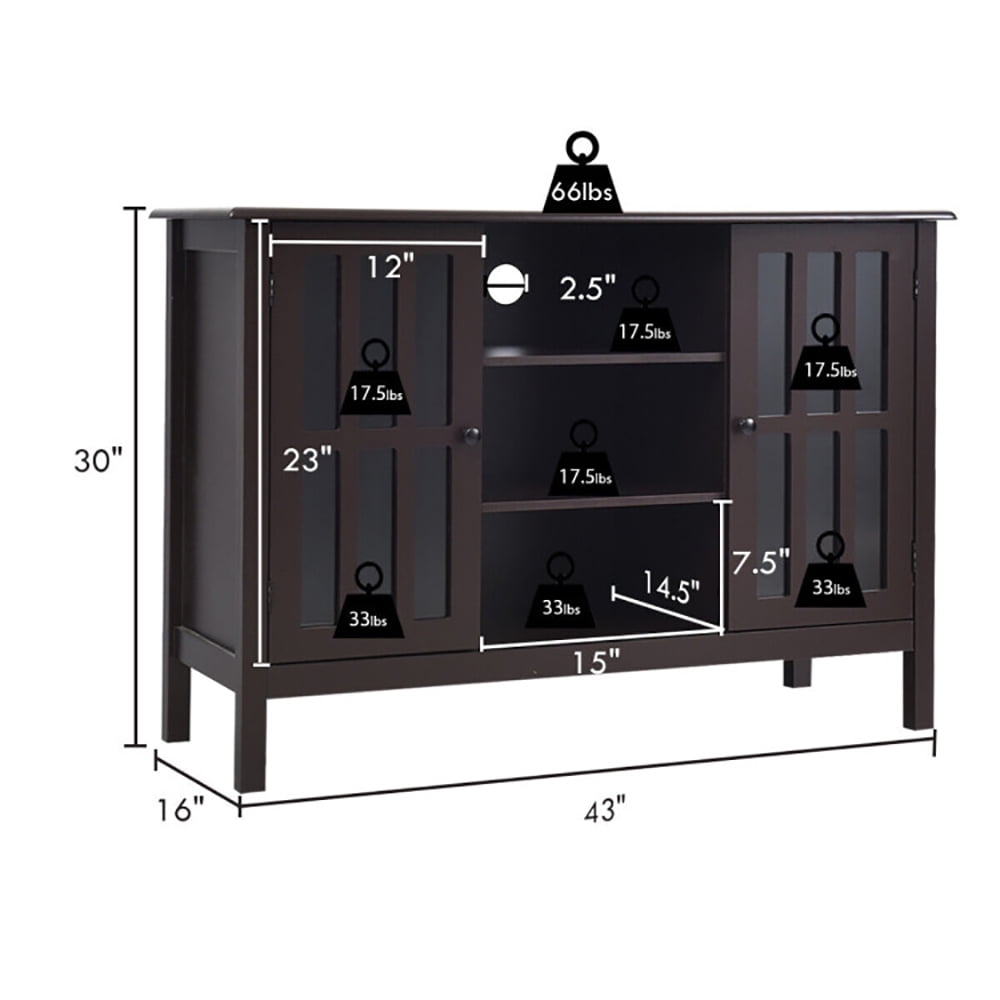 Finihen TV Stand, TV Cabinet, Wooden TV Stand Console Cabinet for 50 Inch TV, for Living Room, Bedroom, Brown