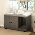 thumbnail image 2 of Costway Wooden Cat Litter Box Enclosure, Hidden Litter Box Furniture with Scratching Board Oak, 2 of 10