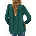 thumbnail image 5 of UVN Fall Shirts for Women Long Sleeve Blouses Ladies Crewneck Lace Crochet Tops Dressy Chiffon Blouses, 5 of 9