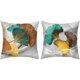 thumbnail image 1 of Funda de almohada corta de felpa con hoja de Ginkgo, color verde y dorado, funda de cojín para sofá, 1 of 5