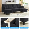 thumbnail image 6 of Puremind U Shaped Sofa, Upholstered Sectional Couch with Movable Ottoman, Modern 4 Seat Sofas and Couches for Living room/Apartment, Dark Gray, 6 of 10