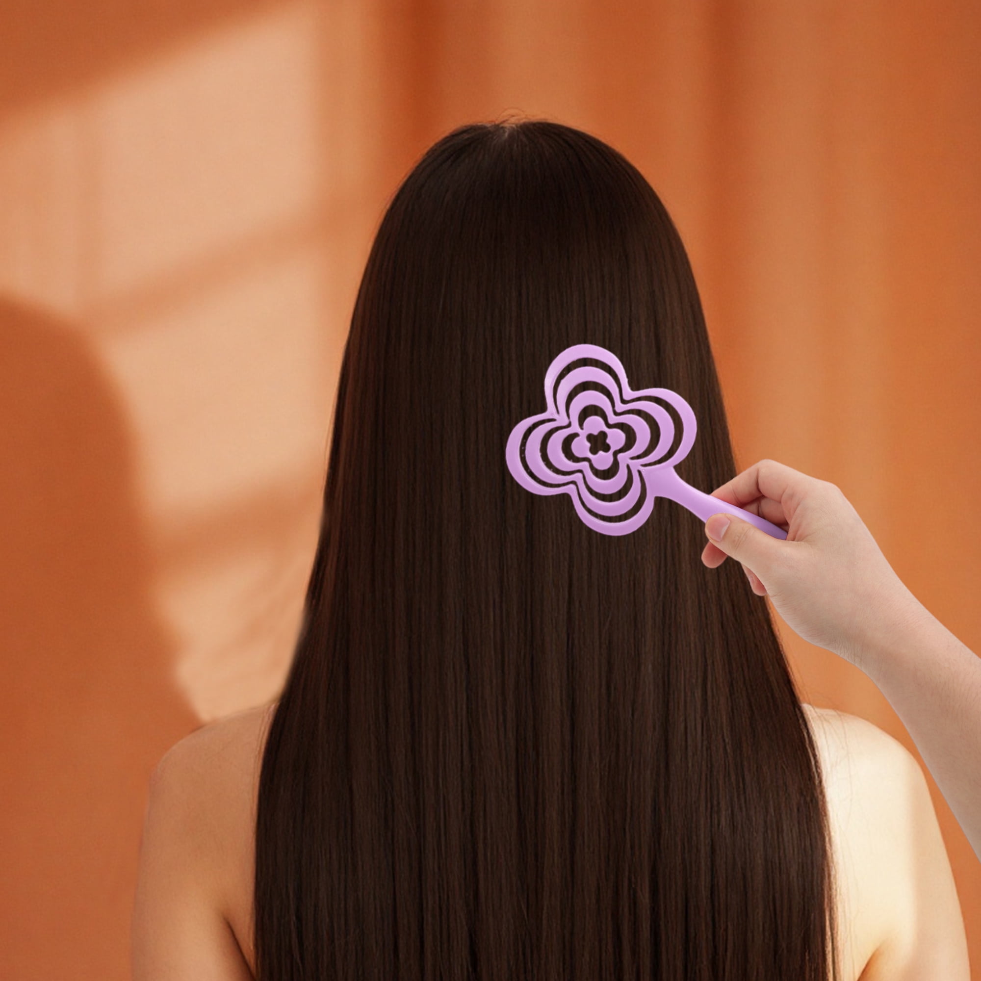 Unique Bargains 1 Pc Solid Four-leaf Clovers Hollow Comb Hair Brush Purple