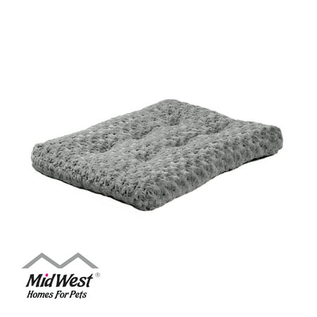 MidWest Quiet Time Dog Bed & Crate Mat, Deluxe Ombre Swirl, 24u0022, Gray