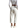 thumbnail image 4 of SBYOJLPB Women Elastic Waist Pants Casual Drawstring Comfortable High Waist Solid Color Trousers, 4 of 6