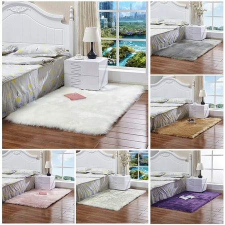 48x32 Inch Faux Fur Fluffy Wool Rug Mat Rectangle