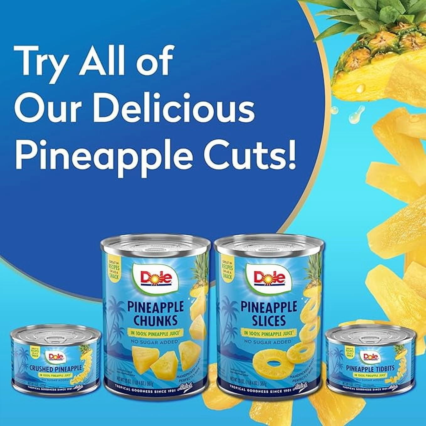 (2 pack) Dole Pineapple Tidbits in 100% Fruit Juice, 20 oz Can