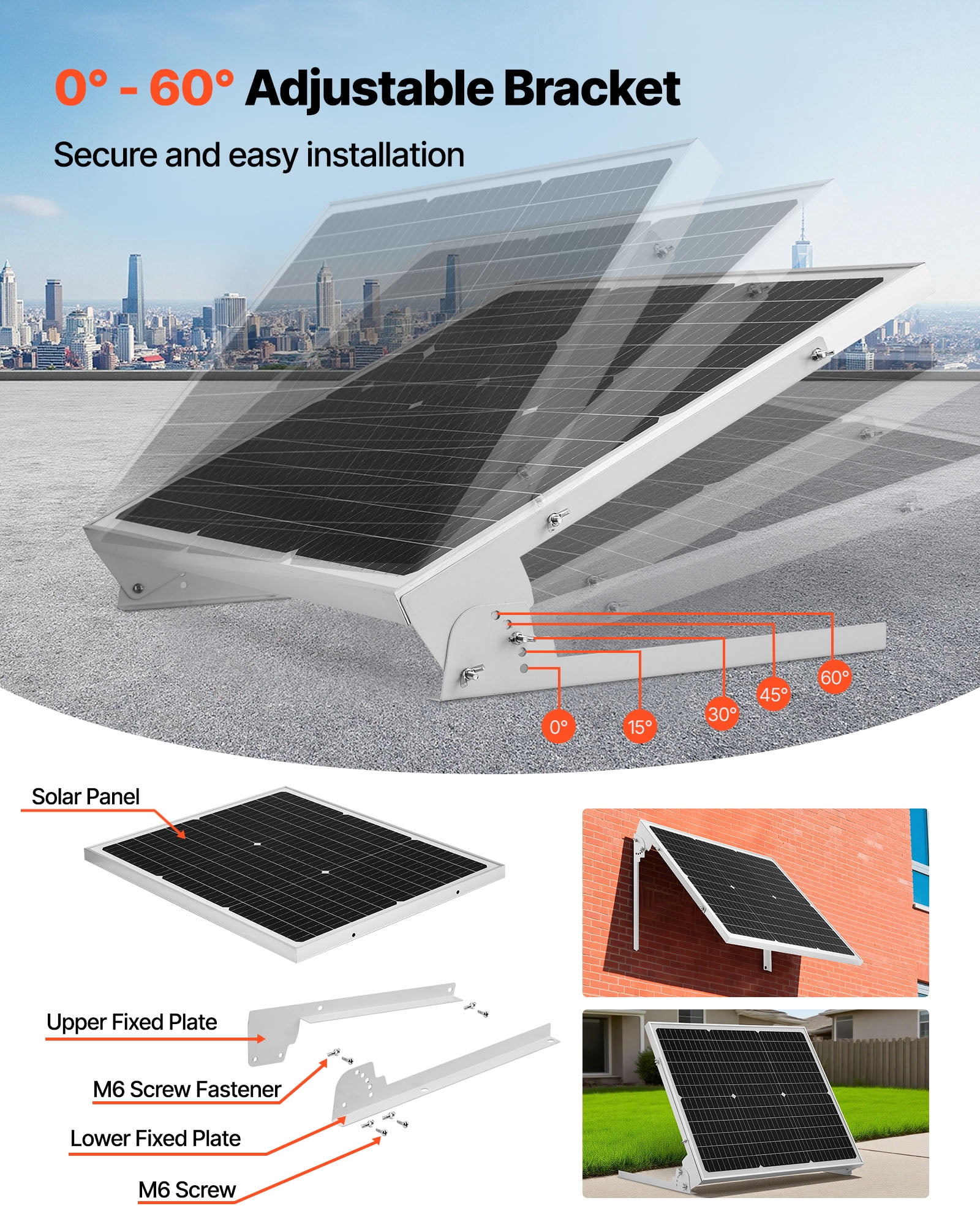 VEVOR 50W 12V Solar Battery Trickle Charger Maintainer, Mono Solar Panel Battery Charger with Upgraded MPPT Controller & Adjustable Mount Bracket, IP65 Waterproof for Car Boat RV Trailer House Roof