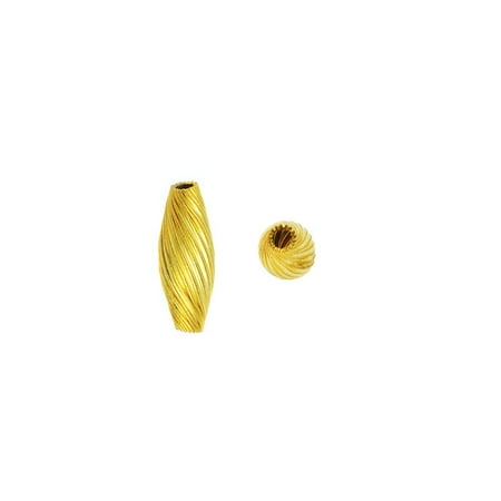 - Vintage Metal Beads, Twisted Spiral Tube Beads 14x7mm, 24 Pieces, Yellow Brass