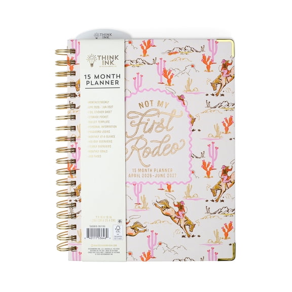 Think Ink 15 Month Weekly Twin Wire Planner, 7.5" x 10" Not My First Rodeo, April 2026 – June 2027