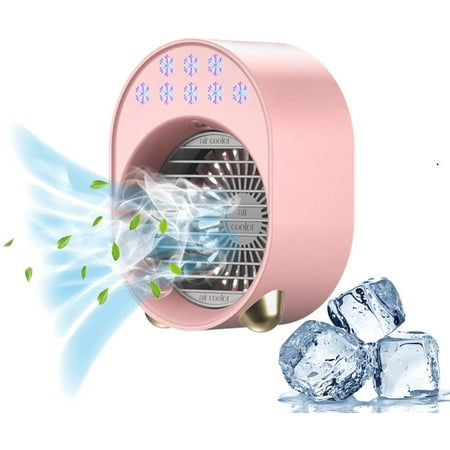 

Rechargeable USB Air Conditioner Portable Air Conditioner Fan Evaporative Air Cooler for Office Quiet Desktop Air Conditioner with 7 Color Light & 3 Speed Humidifier Misting Fan Cooling Fan for Home