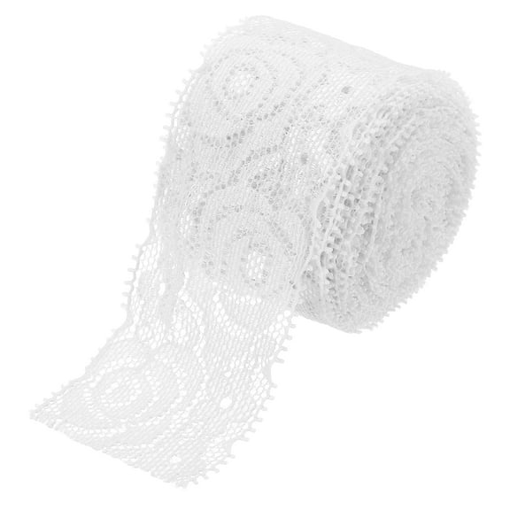 Lace Trim 5 Yards 3 Inch Flower Elastic Lace Ribbons for Craft Gift Package Decoration Wedding Headbands White