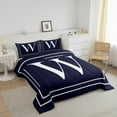thumbnail image 3 of Erosebridal Initial W Letter Comforter Sets Full Size, Navy Down Comforter, Chic Monogrammed Reversible Duvet Insert, Ultra Soft Bedroom Decoration, 3-Piece, 3 of 8