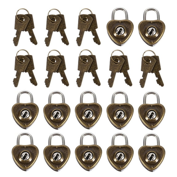 25pcs Heart Shaped Lock Antique Style Diary Book Lock Iron Mini Padlock with Key