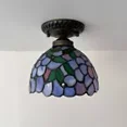 thumbnail image 5 of Tiffany Ceiling Lights Fixture Purple Stained Glass Green Leaves LED Bulb Included for Living Room Bedroom Kitchen 8”W*8”D*8”H, 5 of 5