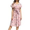 thumbnail image 1 of QIPOPIQ Midi Robes pour Femmes à Étages à Manches Courtes Robes Décontractées Tendance Robe Bandage d'Été Robe Aguichant à Imprimé Floral Offres 2023, 1 of 4