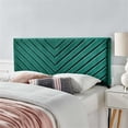 thumbnail image 2 of Pemberly Row Angular Channel Tufted Velvet Full/Queen Headboard in Teal Blue, 2 of 11