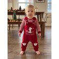 thumbnail image 3 of RUINIXCW Newborn Baby Boy Girl My First Christmas Outfit Infant Fall Winter Clothes Stripe Long Sleeve Romper Embroidery Velvet Overalls Pants Set, 3 of 10