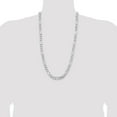 thumbnail image 2 of Diamond2Deal 925 Sterling Silver Rhodium-plated 9 mm Figaro Chain Necklace for Mens 28", 2 of 5