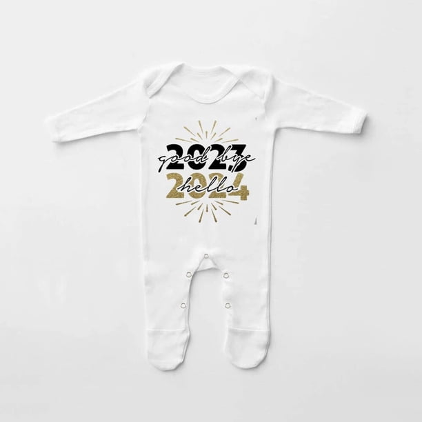 Hello 2024-Pelele de bebé de Feliz Año Nuevo, ropa de dormir infantil, traje de Casa de Año Nuevo, mi primer año nuevo, Invierno