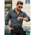 thumbnail image 2 of OALUXE Mens Dress Shirts Formal Long Sleeve Button Down Business Solid Shirt, 2 of 7